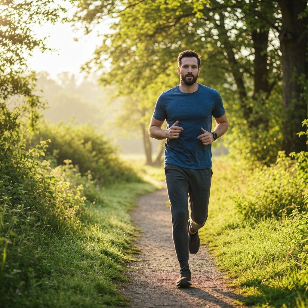 Man exercising outdoors in nature